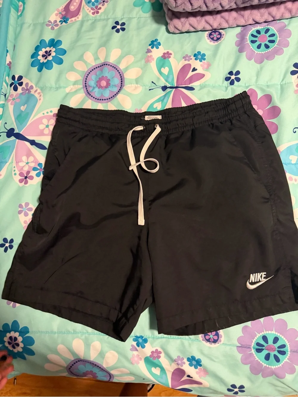 Mens Nike Black Shorts with White Drawstring